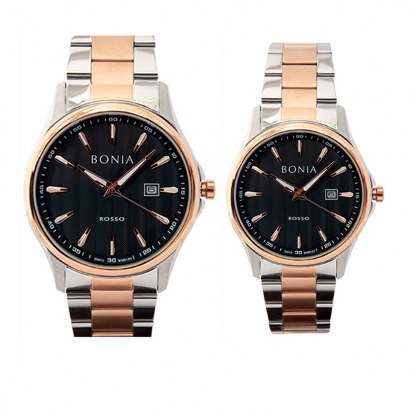 Bonia BR182-1632 Dan Bonia BR182-2632 Silver Rosegold Black Couple